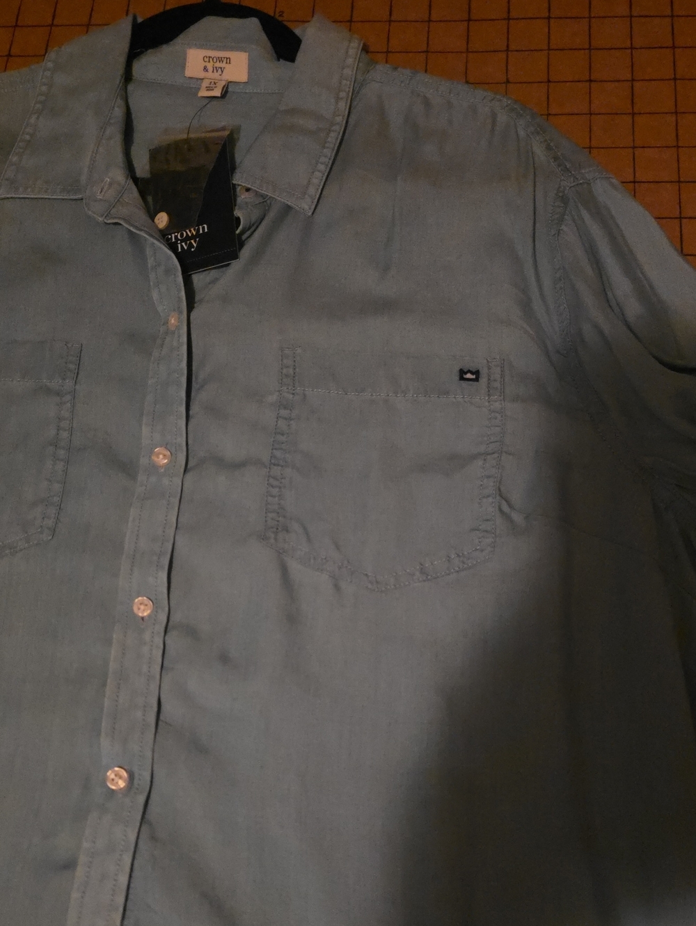 Crown & Ivy Casual Light Blue Button Down Long Sleeve Shirt Sz 1X NWT - Picture 8 of 8